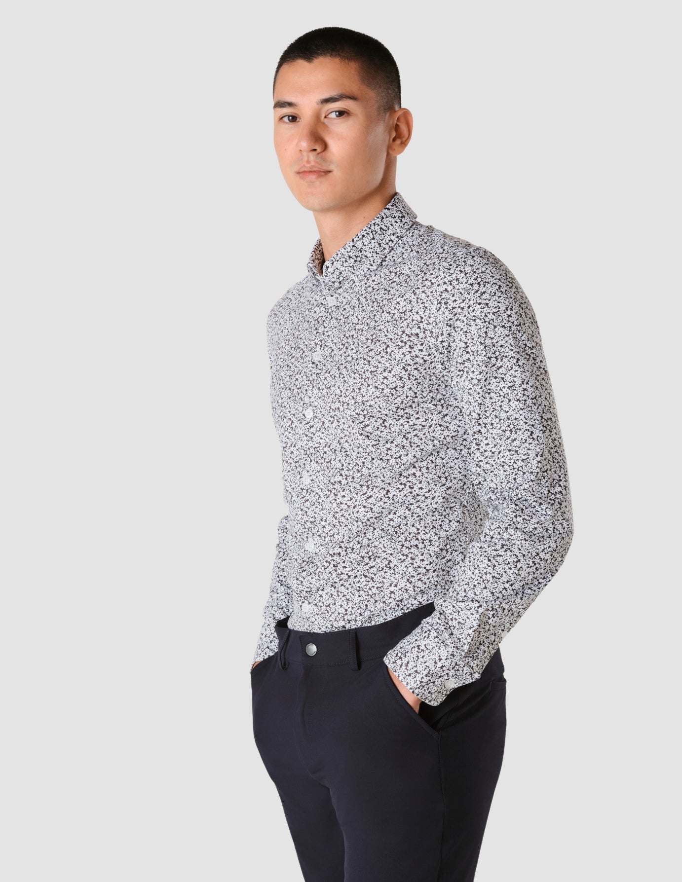 Classic Hemd Steel Flowers Slim